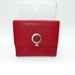 Bvlgari Red Saffiano Pebbled Leather Bifold Wallet ID Window GUC